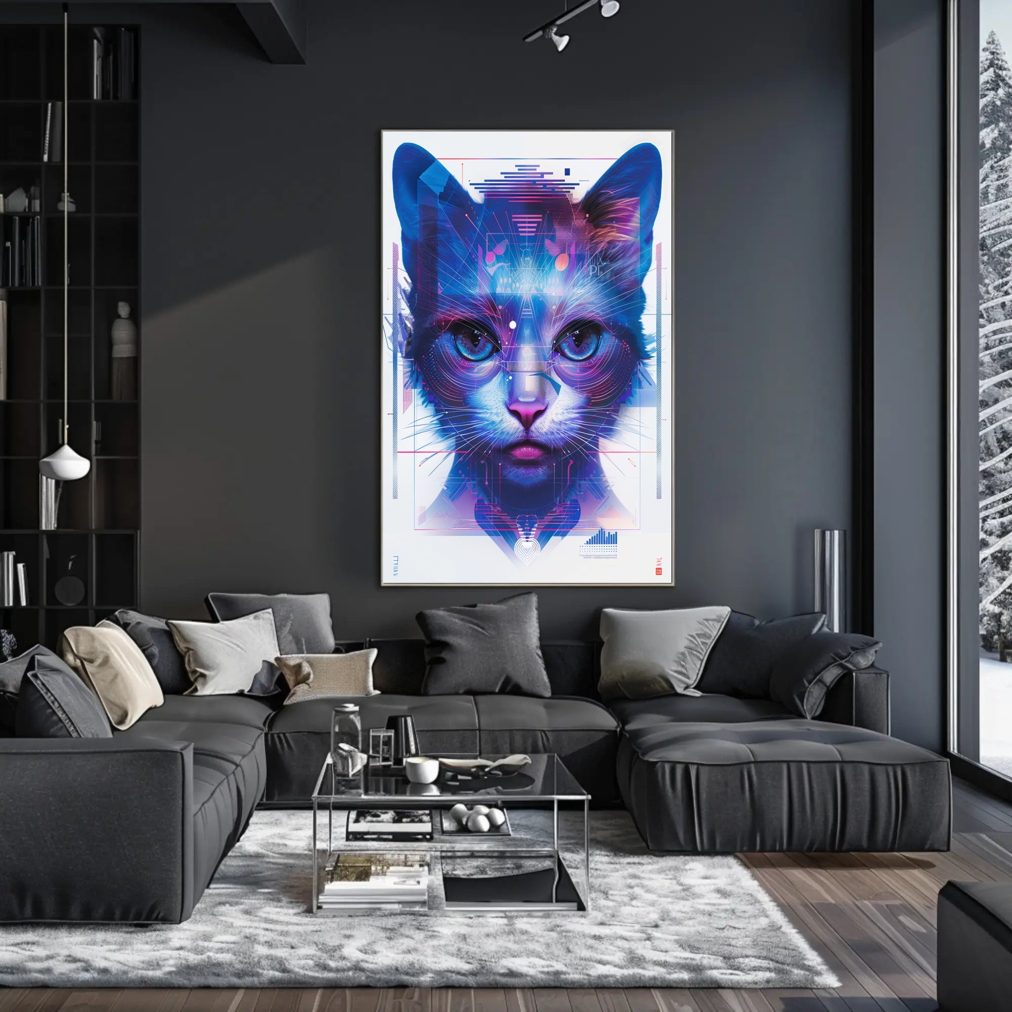 Futuristic Feline Art Print Poster for Home Decor and Wall Art Enthusiasts PosterGoat