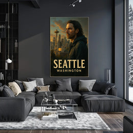 Seattle Skyline Portrait Poster