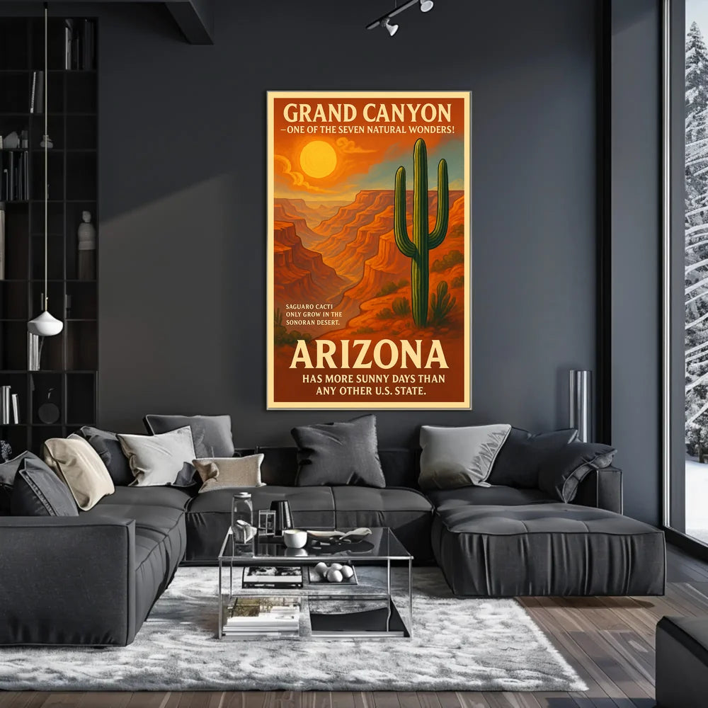 Grand Canyon Arizona Travel Vintage Illustration Poster
