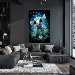 Whimsical Baby Turtle Underwater Fantasy Art Poster