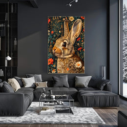 Whimsical Rabbit Floral Wonderland Poster