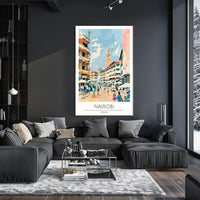 Nairobi Cityscape Illustration Poster PosterGoat