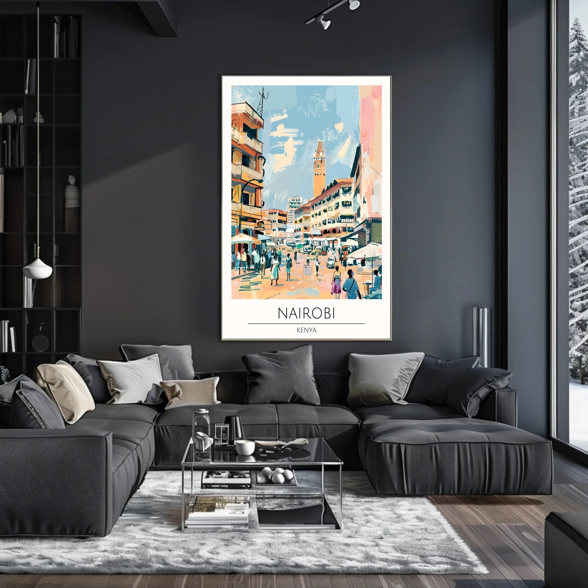 Nairobi Cityscape Illustration Poster PosterGoat