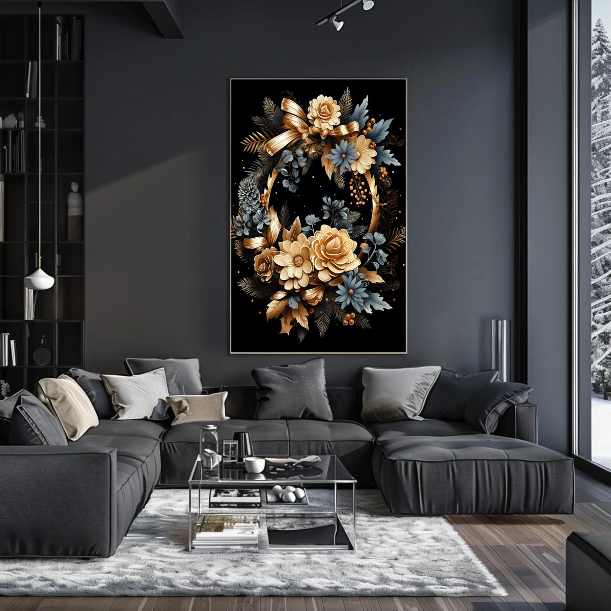 Luxurious Floral Wreath Artwork Print - Abstract or Artistic Poster