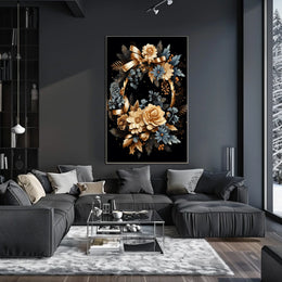 Luxurious Floral Wreath Artwork Print - Abstract or Artistic Poster