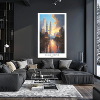 Kuala Lumpur Cityscape Art featuring Petronas Twin Towers Poster PosterGoat