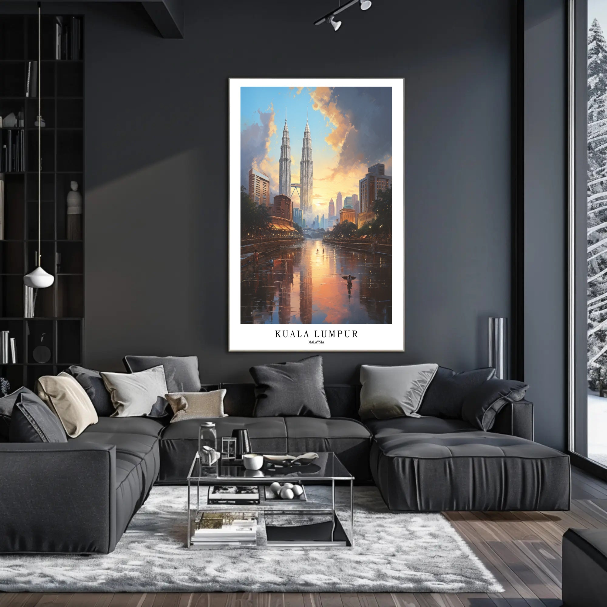 Kuala Lumpur Cityscape Art featuring Petronas Twin Towers Poster PosterGoat