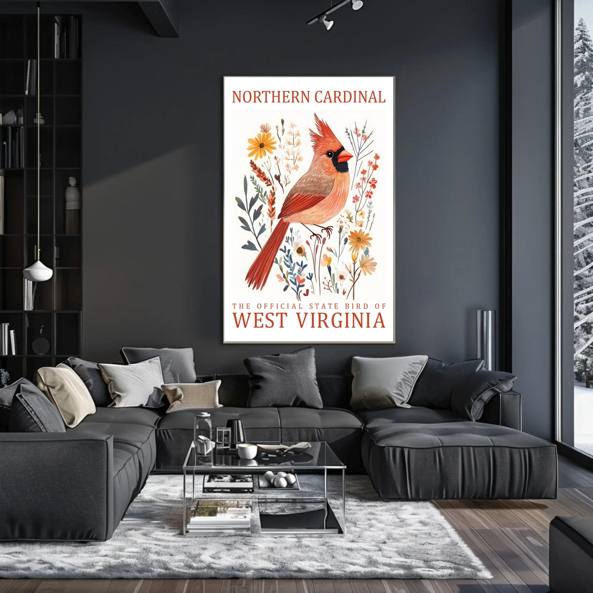 Northern Cardinal State Bird Watercolor Art Poster