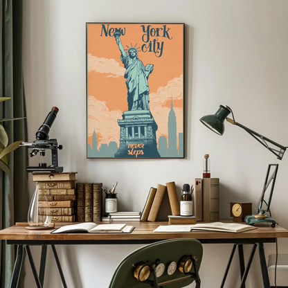 New York City Statue of Liberty Vintage Poster