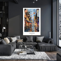 Yokohama Street Scene Poster PosterGoat