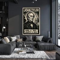 John Tyler 10th President of the United States B & W Comic Sketch Poster