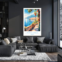 Monte Carlo Mediterranean View Vintage Travel Poster