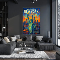 Welcome To New York Poster Modern Urban Life Wall Art