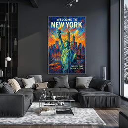 Welcome To New York Poster Modern Urban Life Wall Art