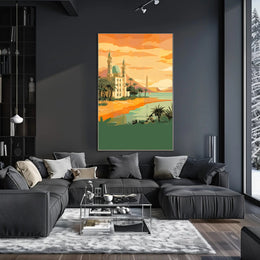 Sunset Over the Oasis Poster