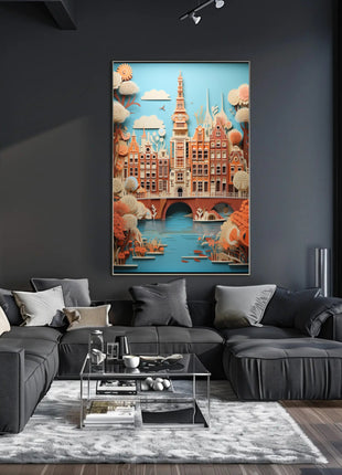 Amsterdam Canal Houses Artistry Travel Poster