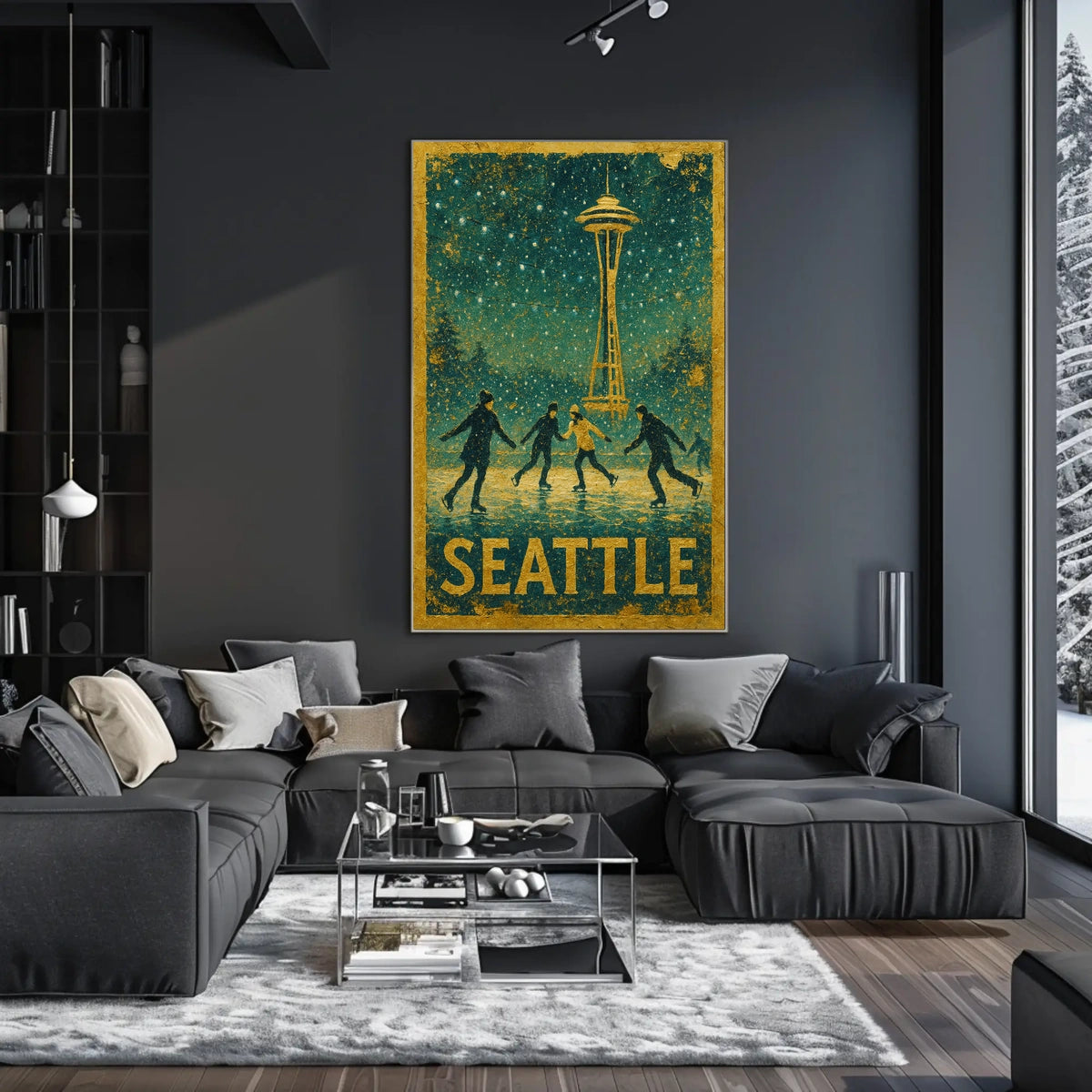 Winter Skating In Seattle Poster