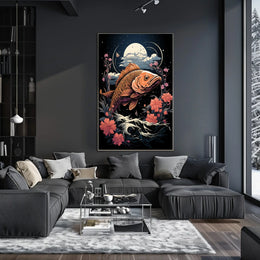 Mystical Fish Under Moonlit Night Poster