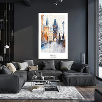 Prague's Charles Bridge Watercolor Travel Poster PosterGoat