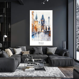 Prague's Charles Bridge Watercolor Travel Poster PosterGoat