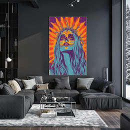 Day of the Dead Woman Psychedelic Bold Vibrant Poster