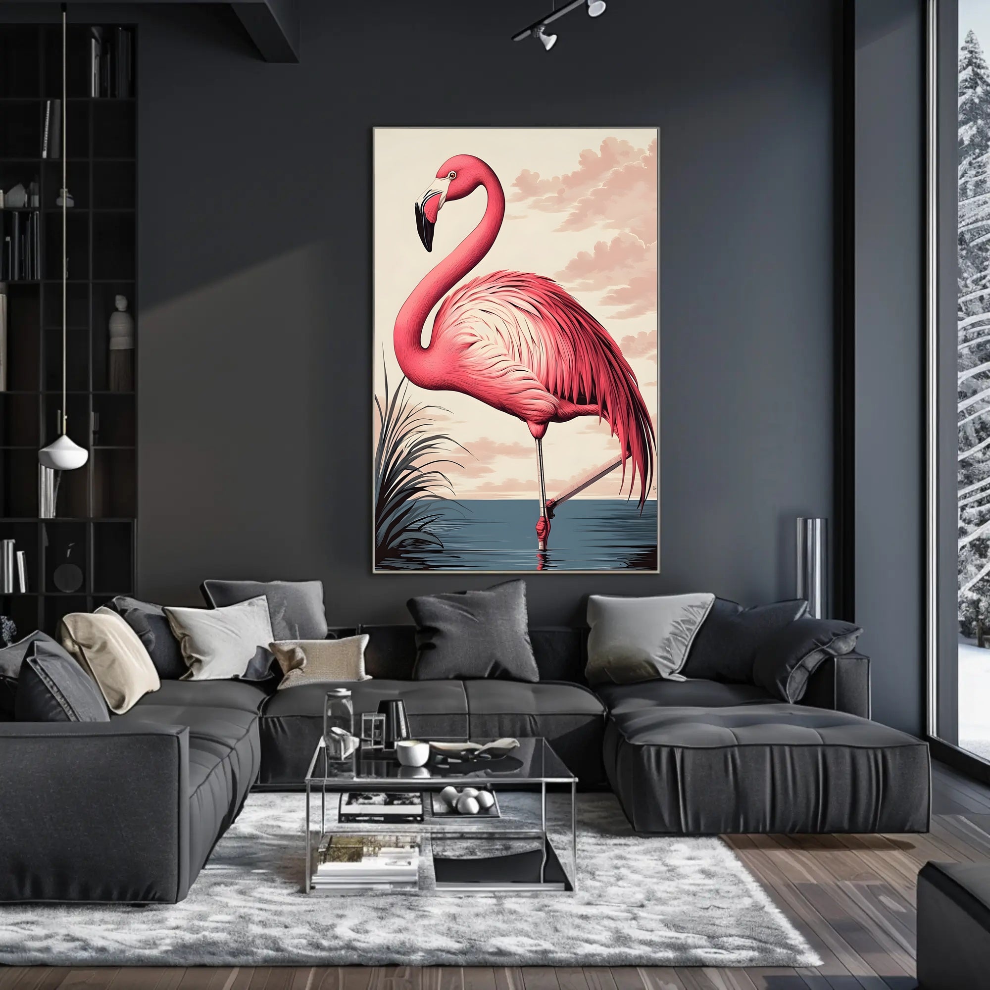 Flamingo Poster Graceful Pink Bird Coastal Wall Art