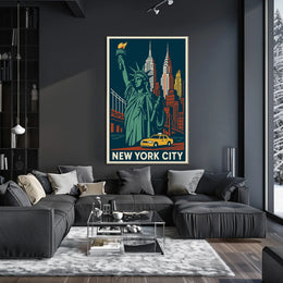 New York City Poster Vintage Travel Art Deco Wall Art