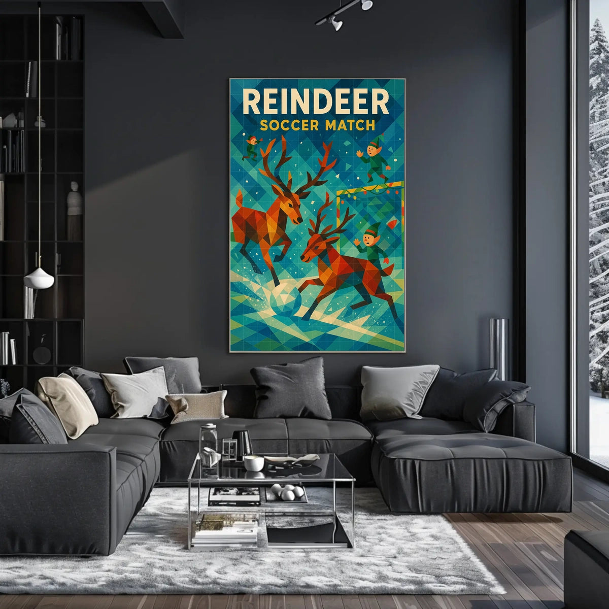 Reindeer Soccer Match: Festive Winter Wonderland Poster