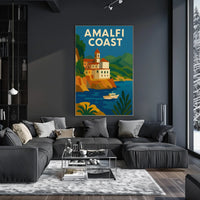 Amalfi Coast Travel Poster for Coastal Decor Wall Art