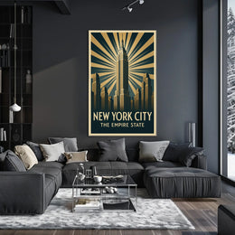Empire State Building Poster Vintage Travel Wall Art