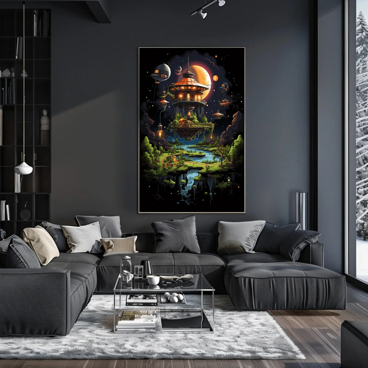 Futuristic Floating Oasis Poster