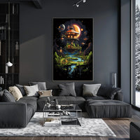 Futuristic Floating Oasis Poster