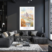 Budapest Hungary Autumn Watercolor Art Urban or Cityscape Poster PosterGoat