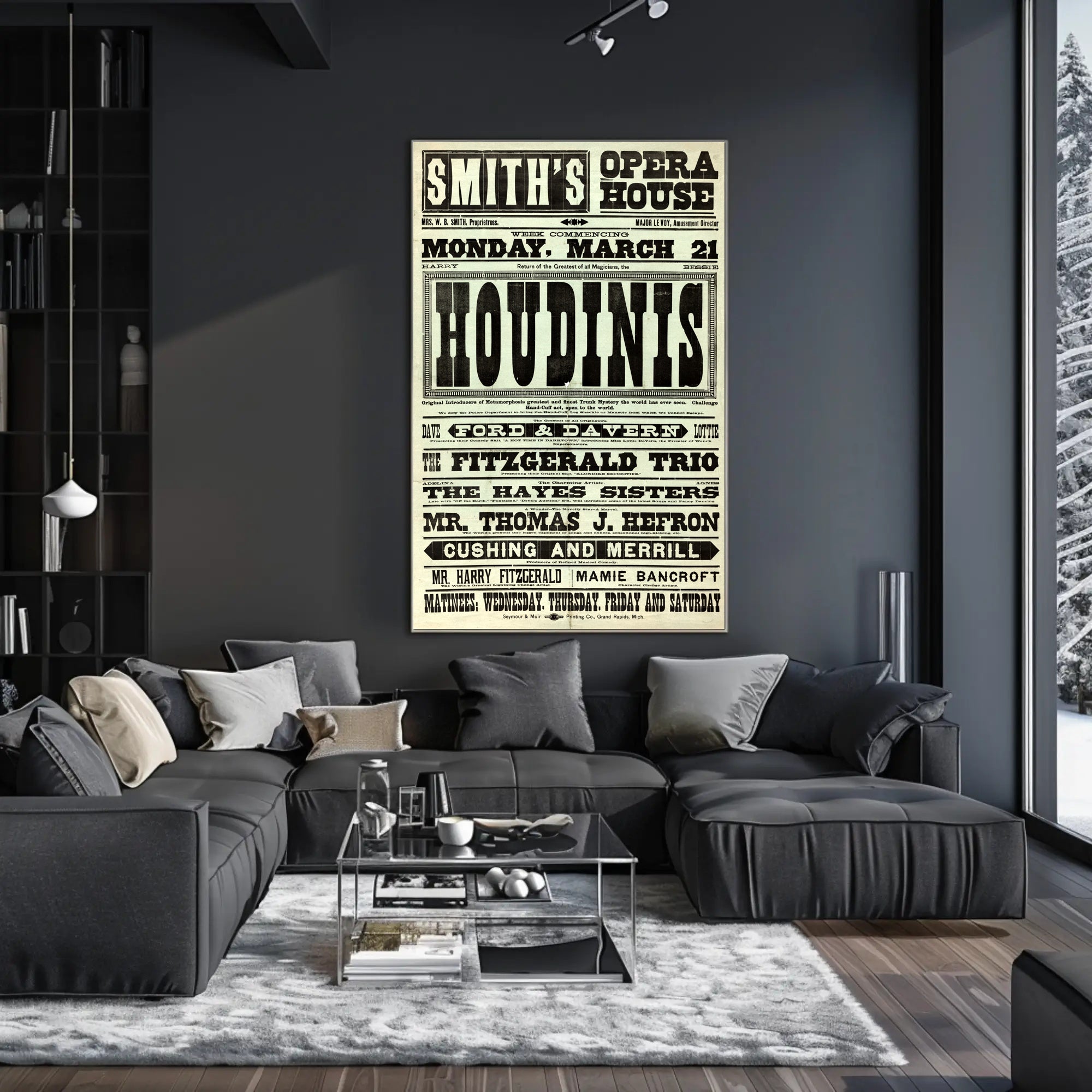 Houdini and Vaudeville Stars Early 20th Century Cultural Poster