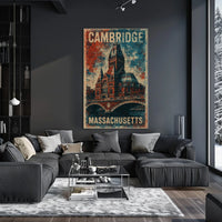 Cambridge Massachusetts Vintage Travel Decor Poster