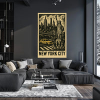 New York City Iconic Skyline Poster Vintage Wall Art