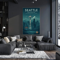 Seattle Space Needle Skyline Travel Poster PosterGoat