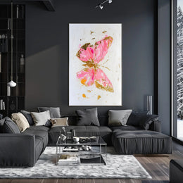 Elegant Pink and Gold Butterfly Abstract or Artistic Poster PosterGoat