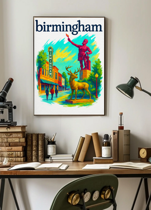 Birmingham Michigan Wall Art Vintage Travel Poster