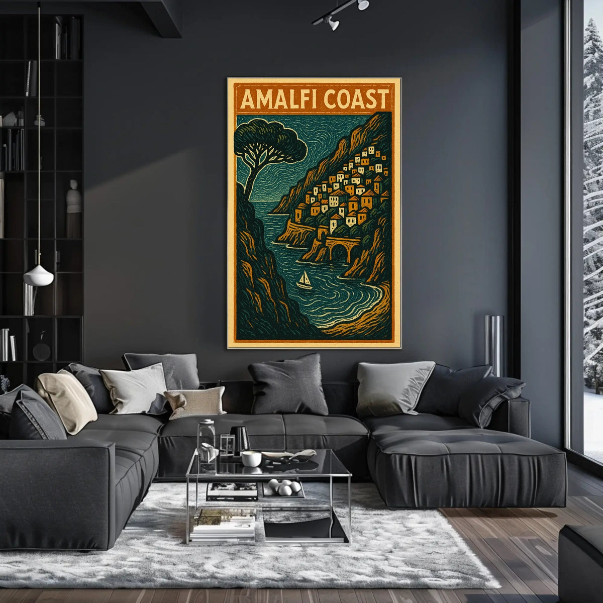 Amalfi Coast Travel Poster Wall Art Coastal Decor 18x24