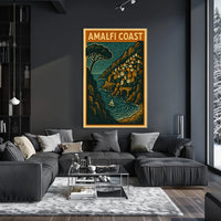 Amalfi Coast Travel Poster Wall Art Coastal Decor 18x24