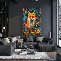 Majestic Fox Amongst Flowers: Enchanting Animal Poster