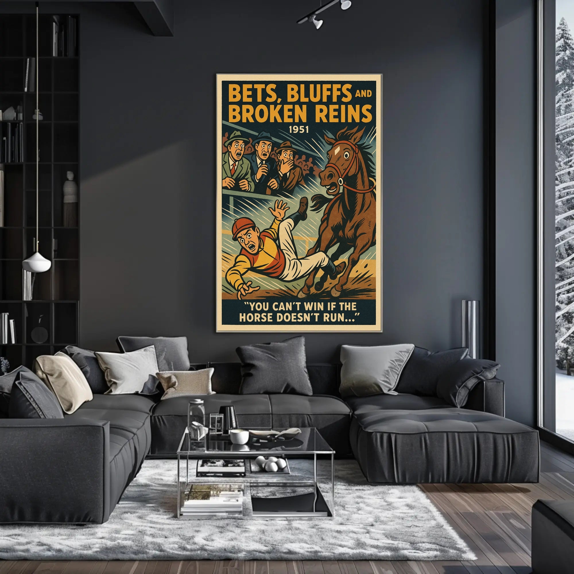 Bets Bluffs and Broken Reins 1951 Sports Poster