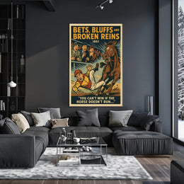 Bets Bluffs and Broken Reins 1951 Sports Poster