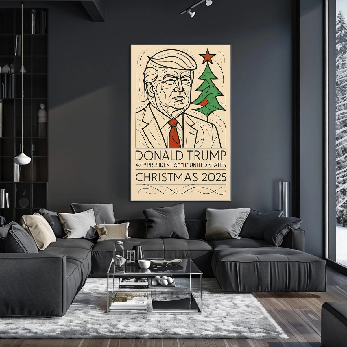 Trump Presidential Christmas 2025 Minimalist Political Propaganda Poster