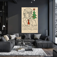 Trump Presidential Christmas 2025 Minimalist Political Propaganda Poster