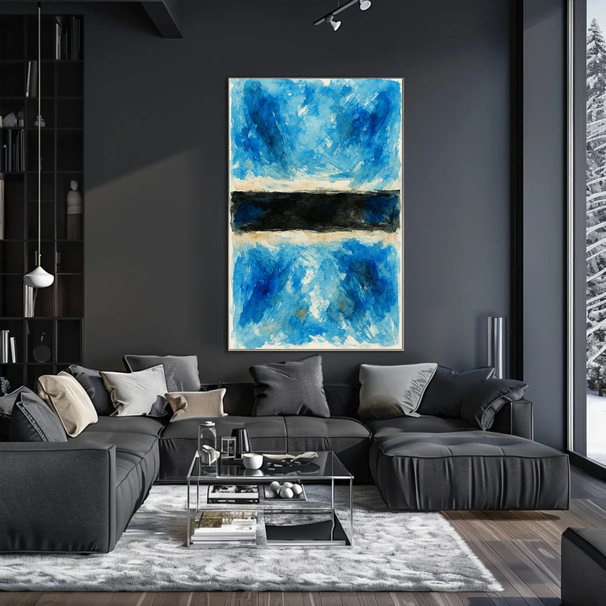 Abstract Blue And Black Composition Poster
