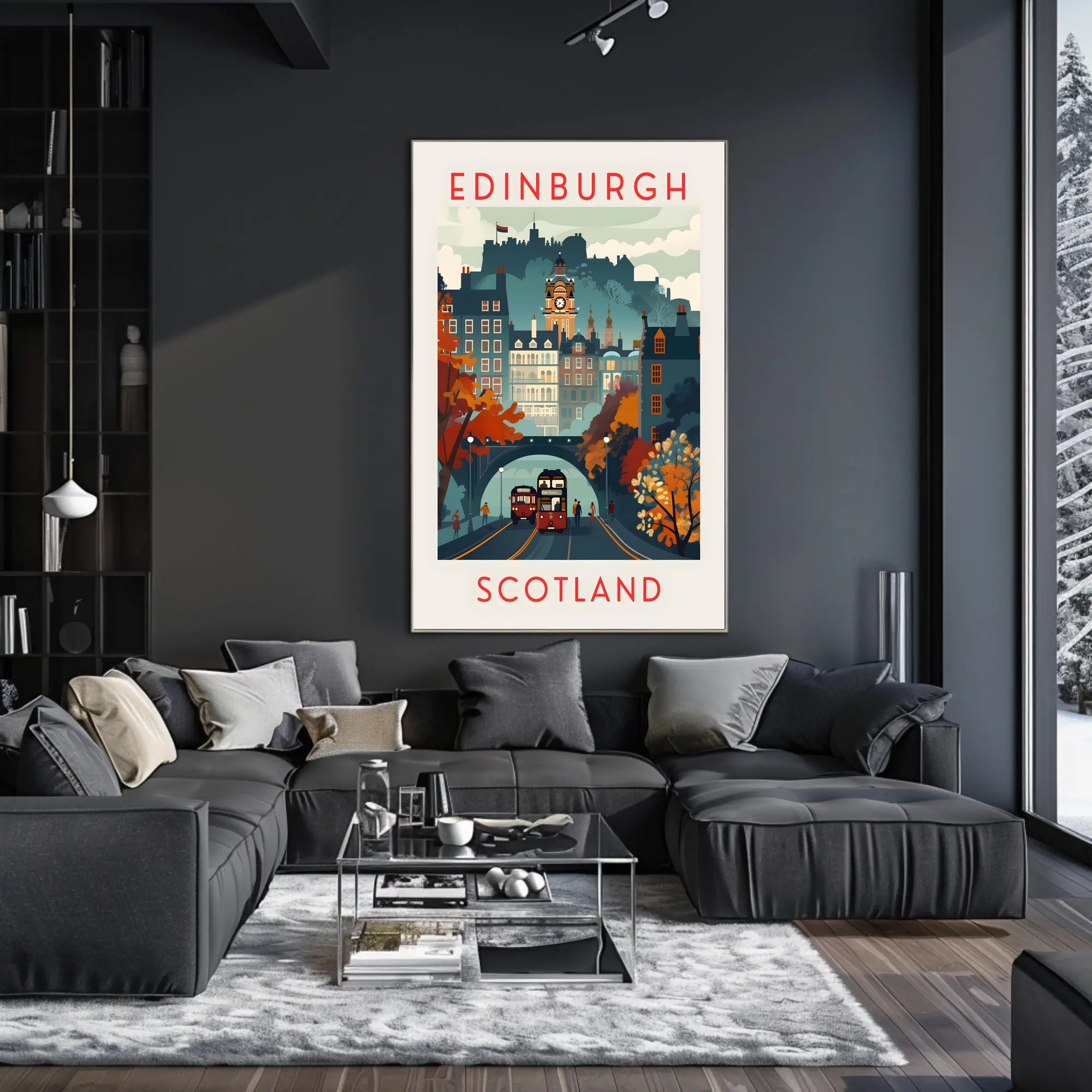 Edinburgh Cityscape Wall Art: Travel Poster
