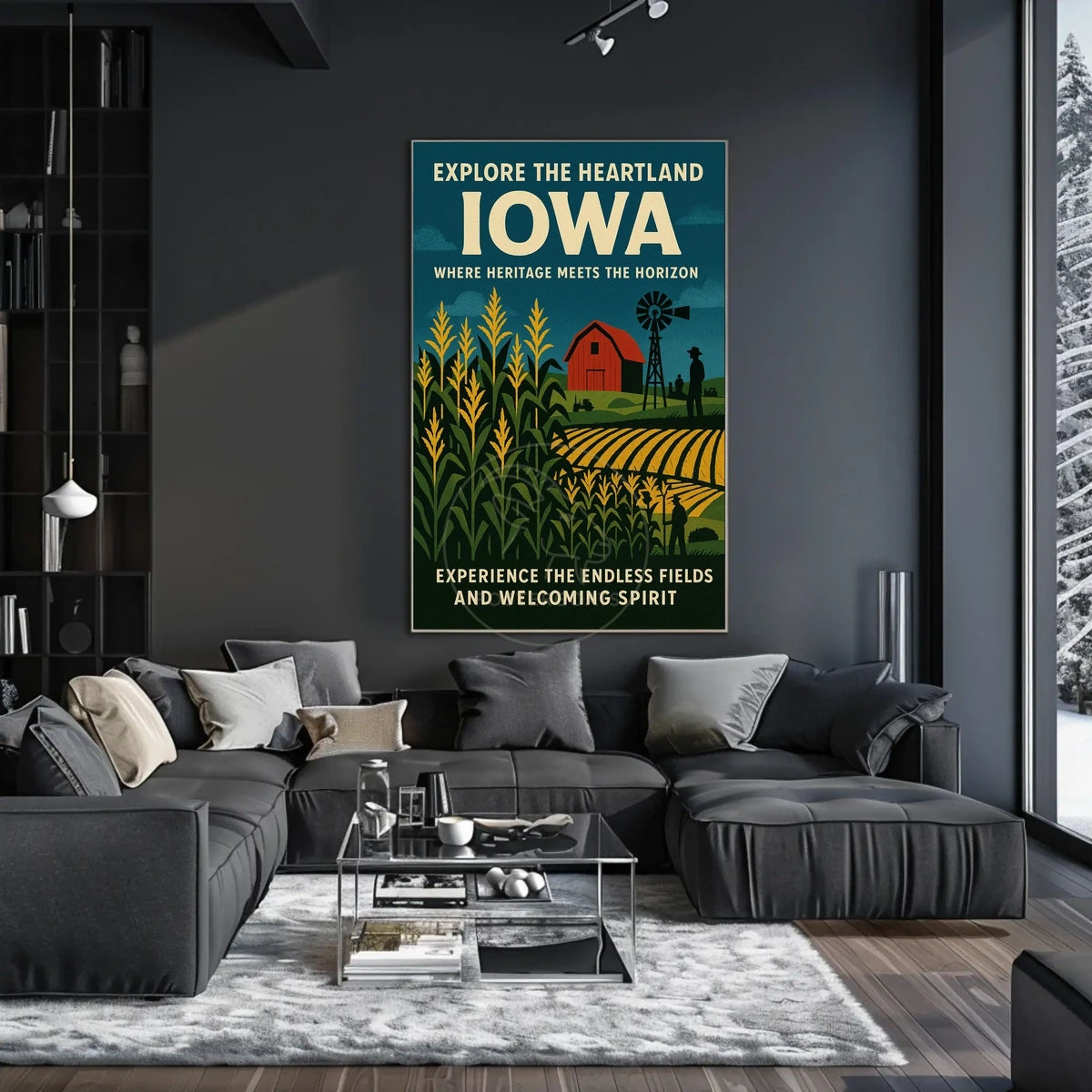 Idyllic Iowa Fields Vintage Travel Poster