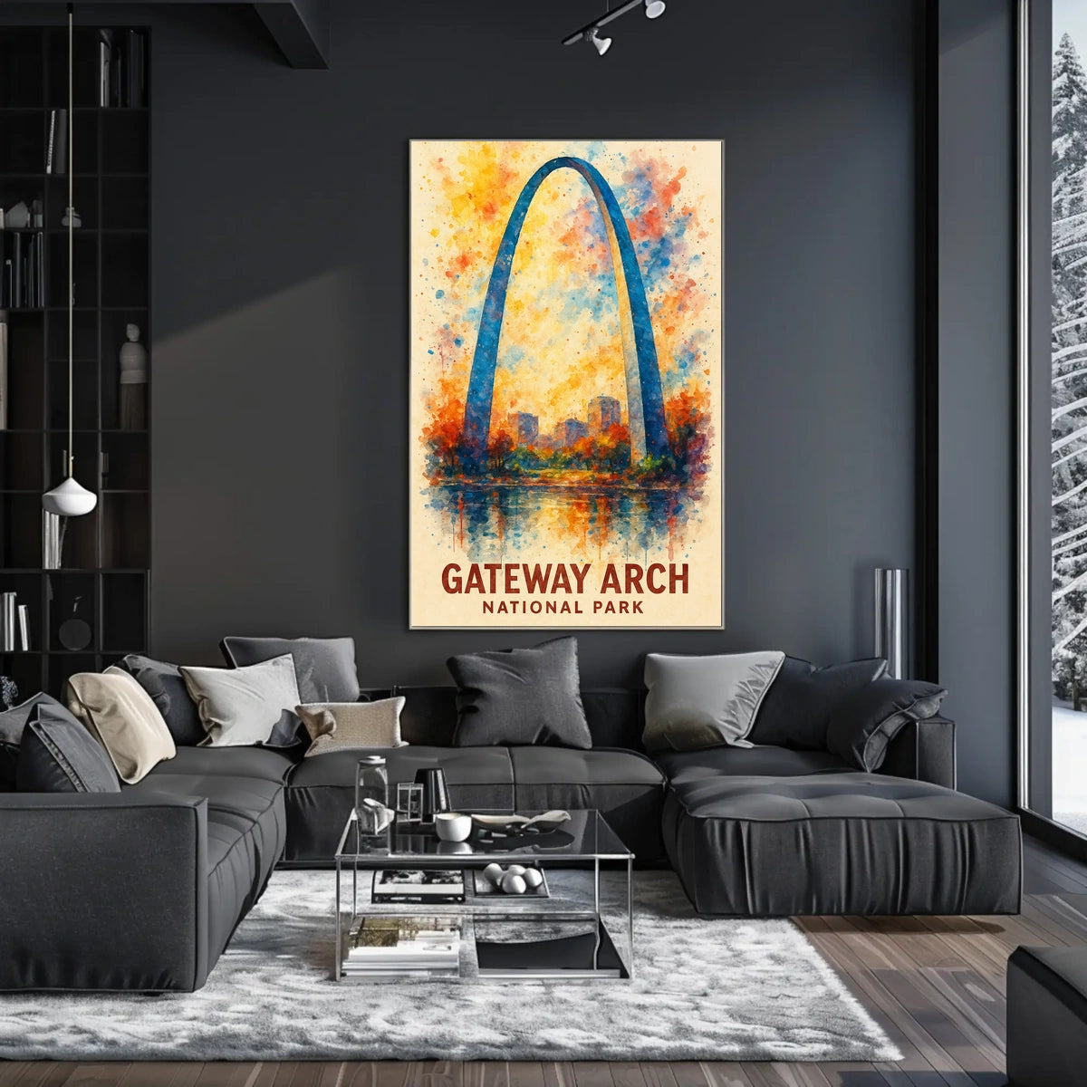 Gateway Arch Vibrant Watercolor Poster Art Print